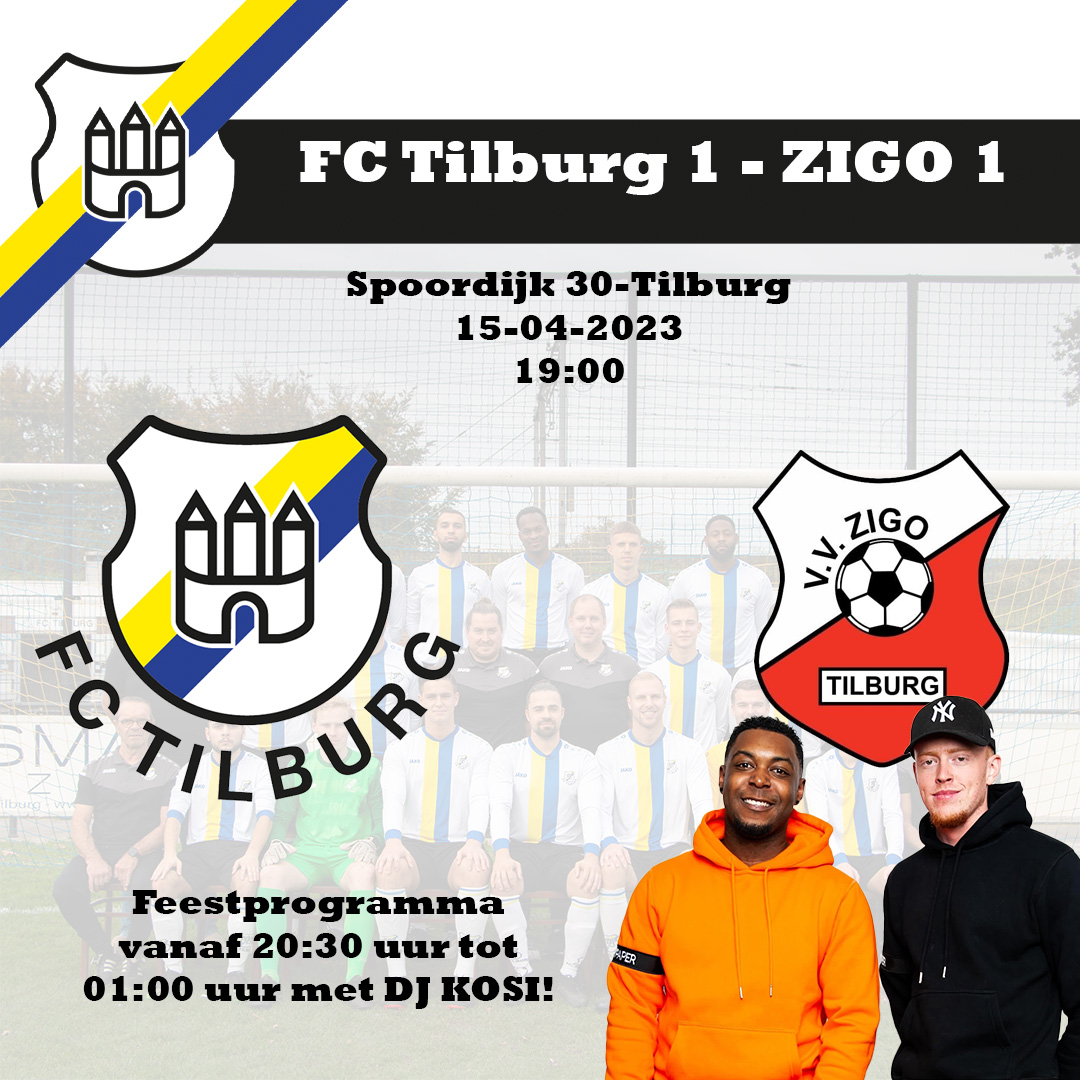 Noteer in je agenda: FC Tilburg - VV ZIGO op zaterdag 15 april